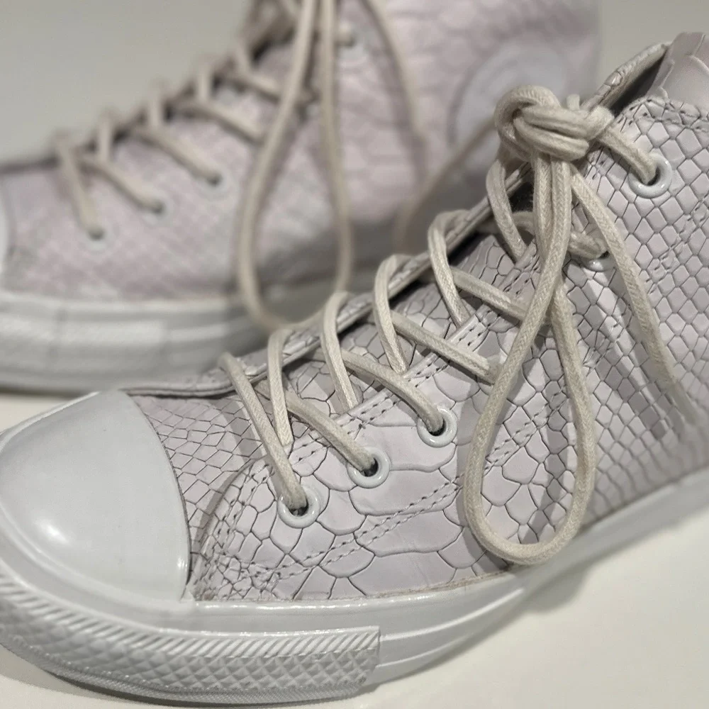 Converse Chuck Taylor Lux Mid Hidden Wedge White Python Leather Women's 8 - Picture 5 of 11